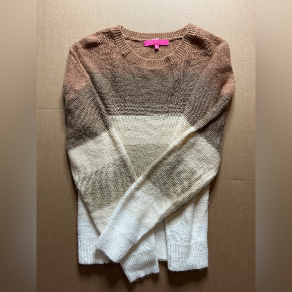 Lilly Pulitzer Elannie Wool Blend Toffee Marled Ombre Stripe Sweater XL - Picture 3 of 12